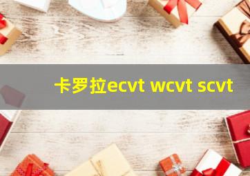 卡罗拉ecvt wcvt scvt